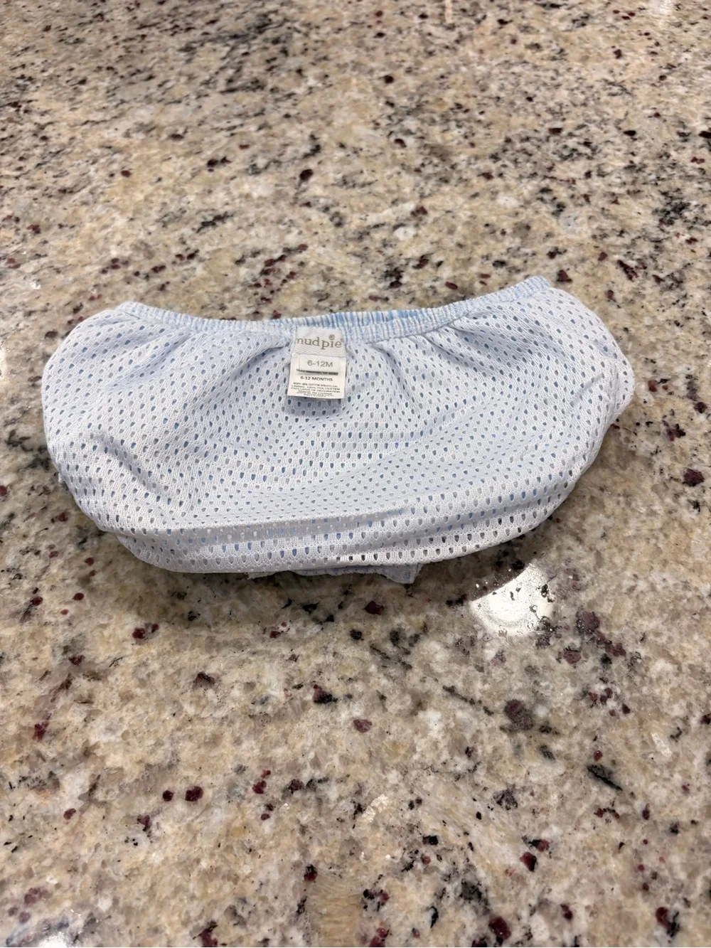 Mudpie blue and white seersucker diaper cover in 6-12 months GUC